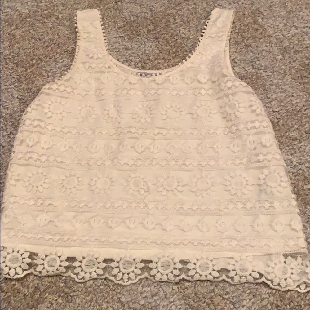 Lacey cream tank top